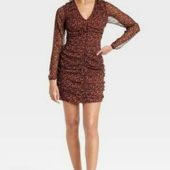 A New Day Geo Print Long Sleeve Dress Size XL NWT - Picture 2 of 9